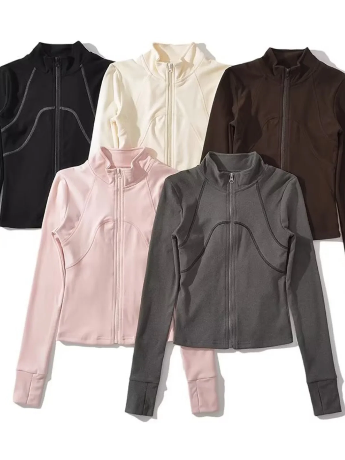 Warm American Style Zipper Top Soft Fleece Lined Stand Collar Base Shirt Small Outerwear Pure Color Street Style Long Sleeve