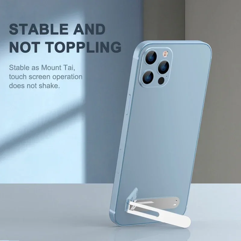 Ultra Thin Mini Metal Folding Mobile Phone Holder Stand Alloy Invisible Portable Phone Kickstand Bracket Desktop Phone Holder