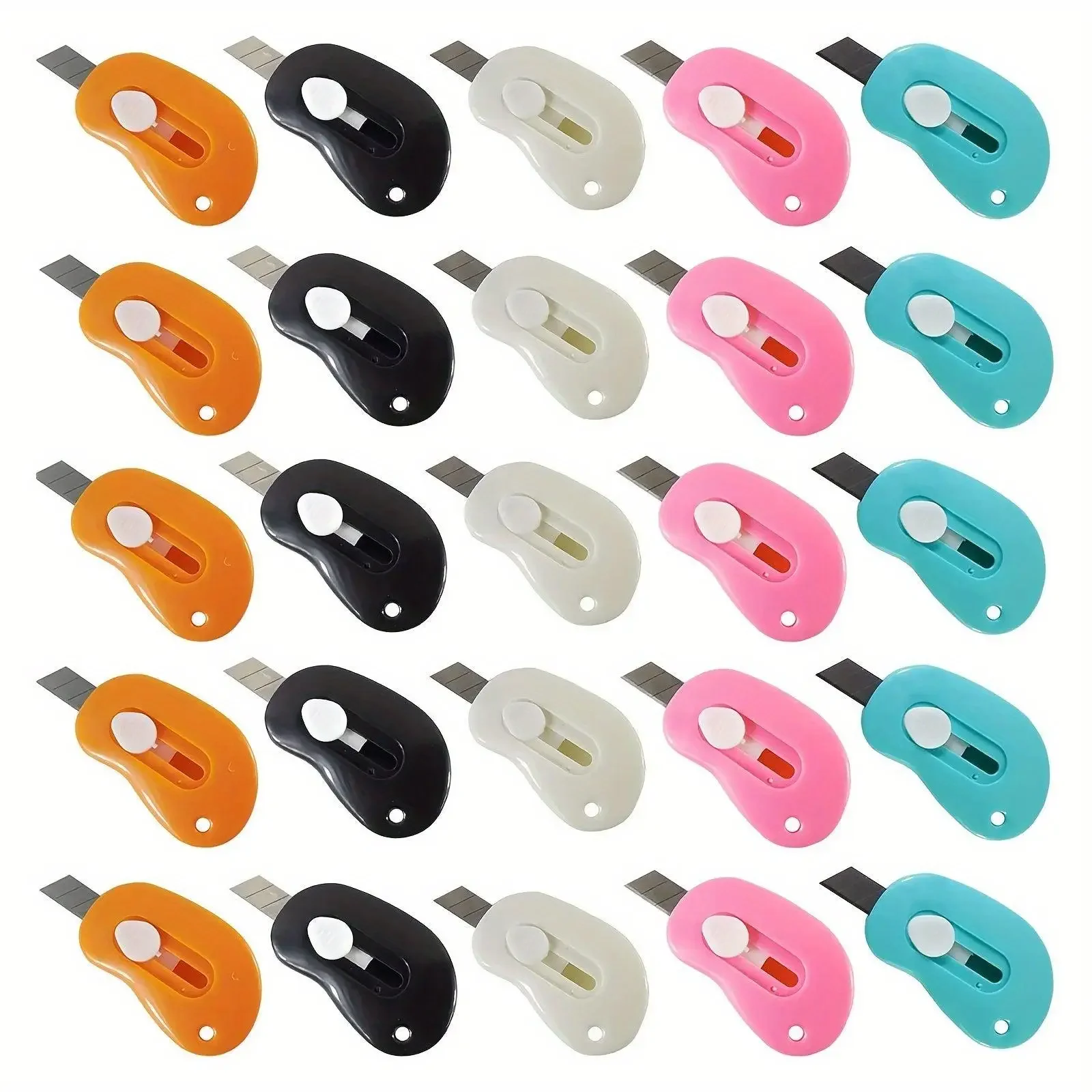 25pcs Portable Auto-Retract Box Cutter - Office Stationery Cutting Supplies, Compact Accessories for Home & Office Letter Opening, Office Accessories