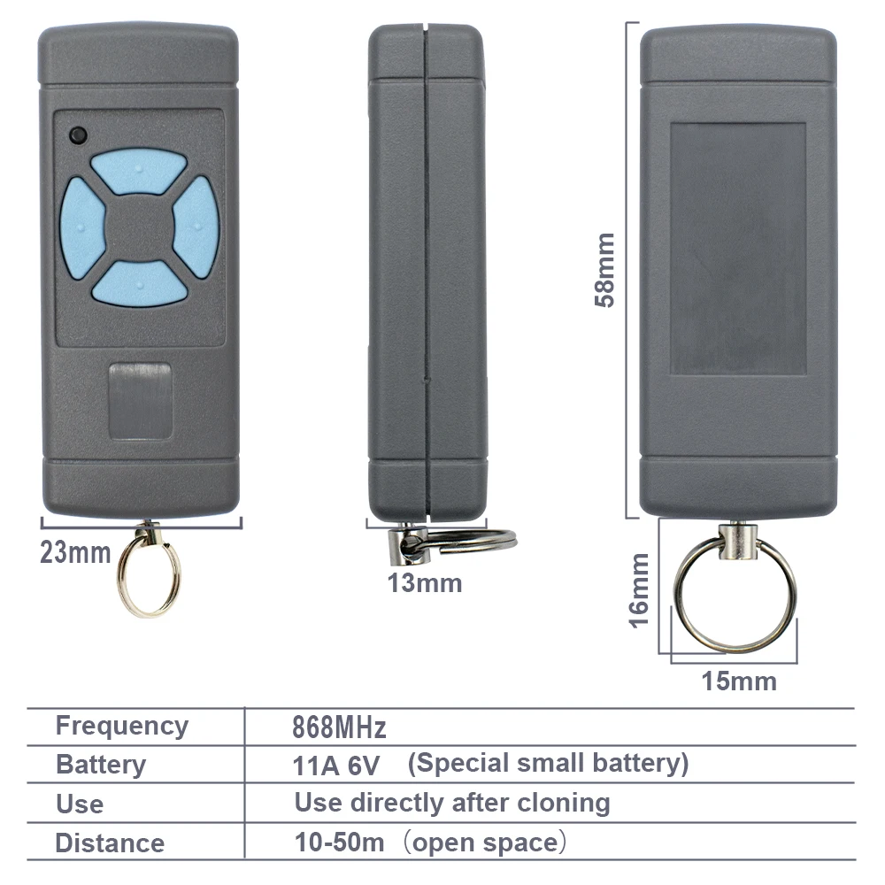 Imagem -06 - Garagem Porta Controle Remoto com Botão Azul Porta Keyfob Compatível com Hsm2 Hsm4 Hse2 Hse4 Hse4 868.35mhz 868mhz Pcs