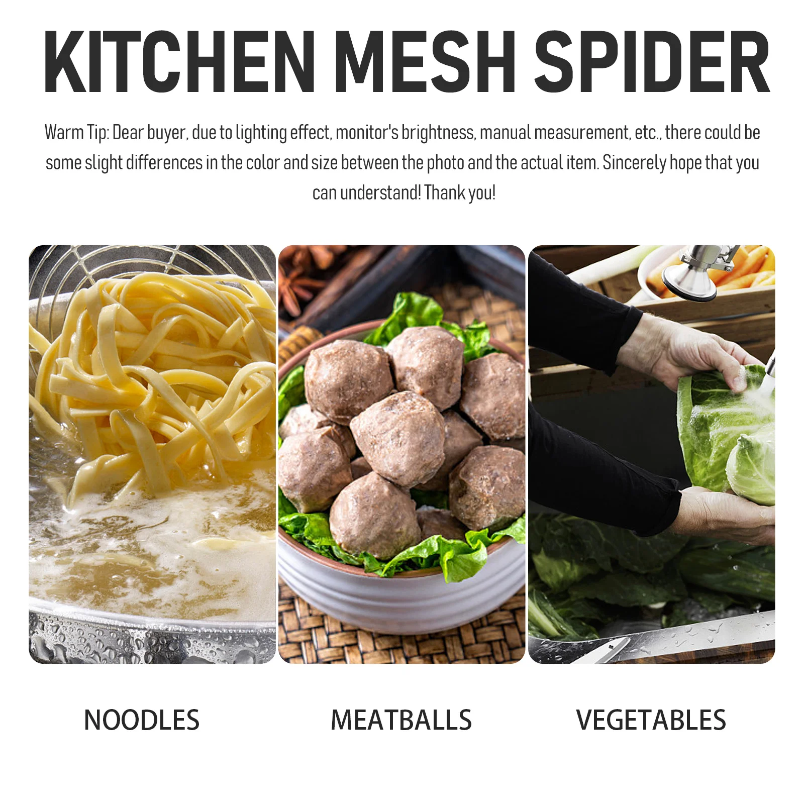 Zeef Noodle Spider Mesh Mand Skimmer Knoedel Pasta Sievekitchen Fijne Spaghetti Rvs