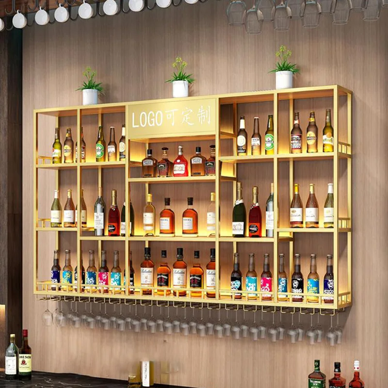 

Metal Shelf Bar Cabinet Liquor Shelf Whisky Commercial Wine Cabinets Wall Mounted Hanging Cremalheira De Vinho Kitchen Furniture