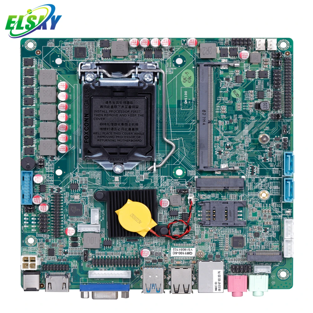 ELSKY Mini-ITX motherboard lga 1155 with processor Kaby Lake 7th gen core i3-7100 7320 H110 Chipset M.2 QM1100