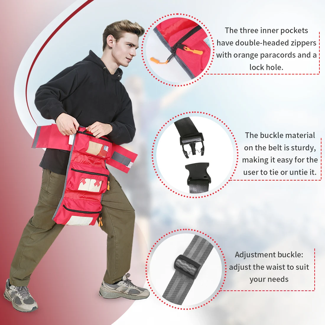 Ehucon Empty First Aid Fanny Pack, Rescue Waist Bag for Camping Medical Storage, Outdoor Emergency Survival