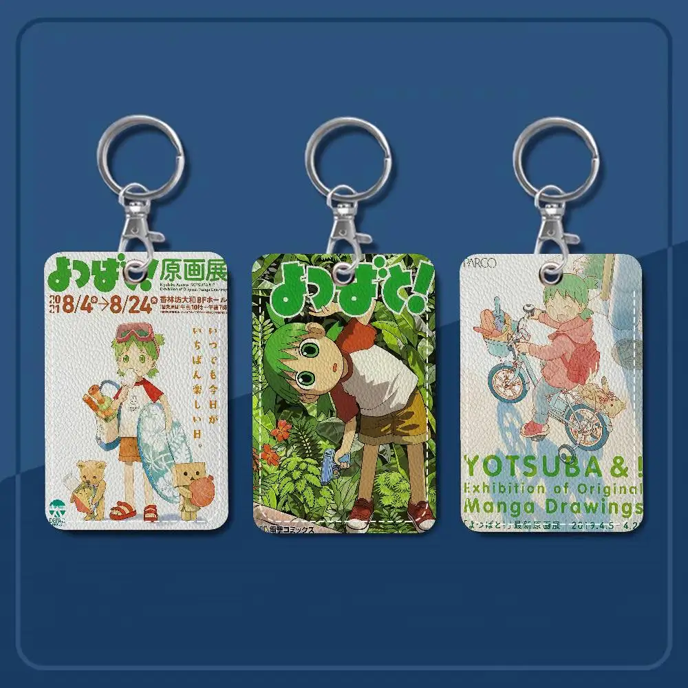 

Anime Y-Yotsuba Sweets 1Pc Access Card Case Leather Card Holder Keychain Key Ring Door Access Tags ID Card Case Keychain