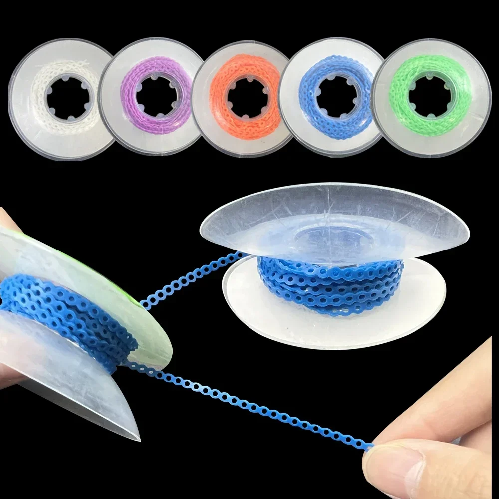 10Rolls/pack Dental Orthodontic Elastic Rubber Power Chain Rubber Band Long Short Closed Elastic Ultra Power Chain High Strength