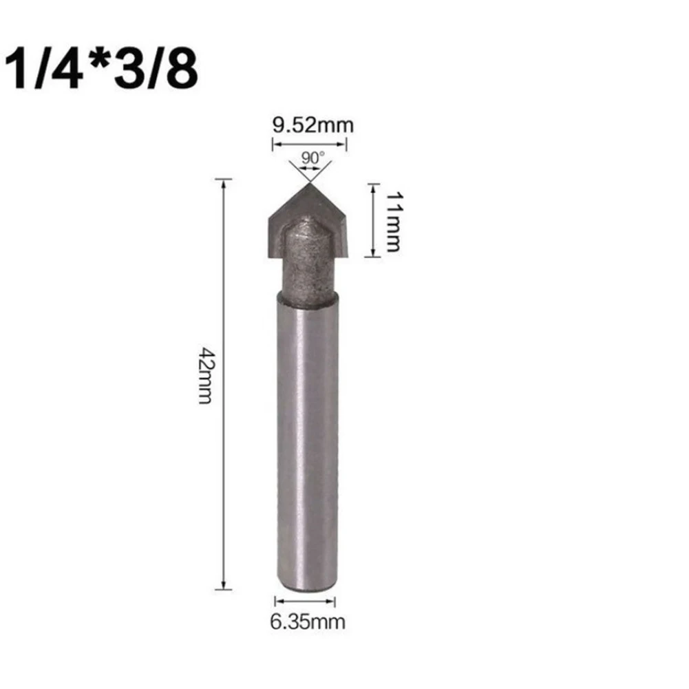 Brocas para enrutador CNC, juego de alta resistencia, grabado de 1/4 pulgadas, 6,35mm, 1 piezas, 42-53mm, ranura en V biselada de 90 grados
