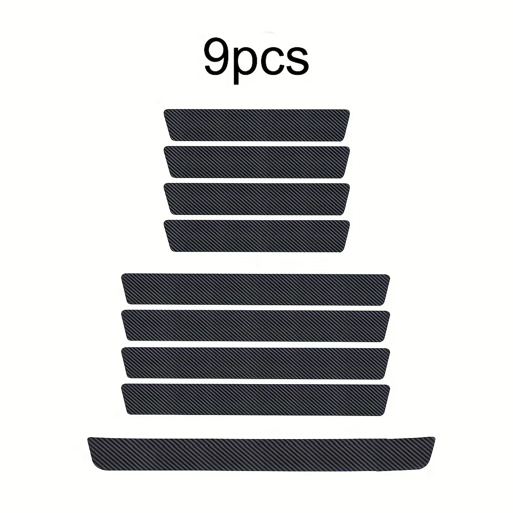 9pcs Carbon Fiber Car Door Sill Protectors: Vinyl Wrap Stickers for Maximum Protection car accessories