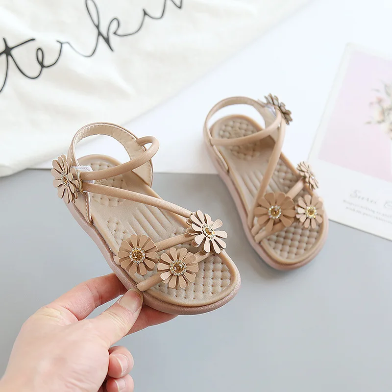 Summer Girls Sandals Fashion New Sweet Flower Baby Girl Shoes Little Girlflat Sandals Kids Princess Shoes Beach Sandal