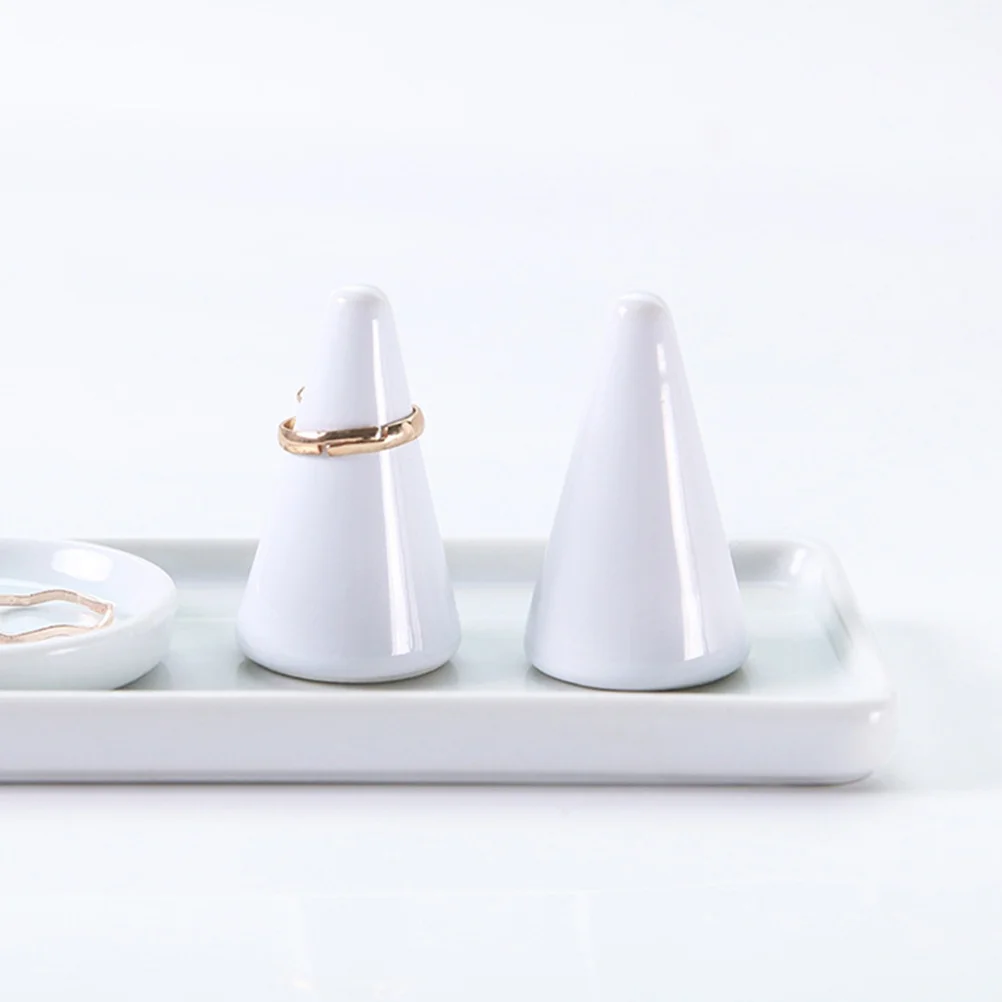 

2 шт., органайзер для ювелирных изделий с конусом, белый керамический прочный держатель для колец, полка для дисплея, керамический держатель для хранения ювелирных изделий