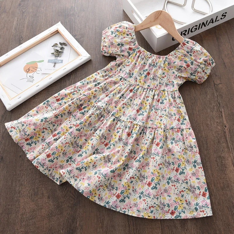 Bear Leader Girls Floral Dresses 2023 New Fashion Sweet Kids Flowers Costumes Children Sleeveless Vestidos Toddler Baby Clothing