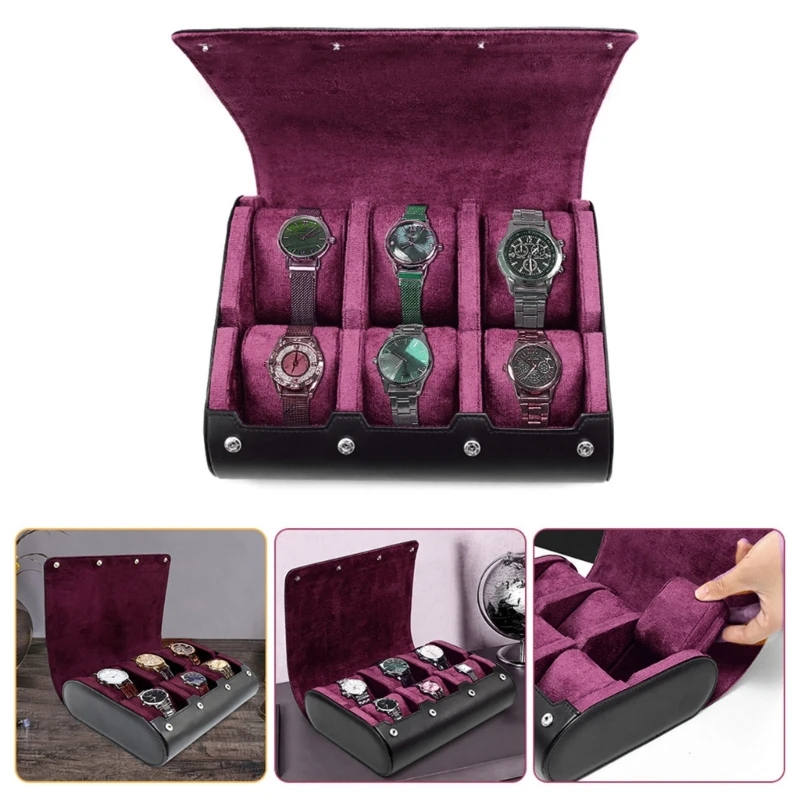 Travel Watch Box Luxury Leathers Waterproof Watch Storage Boxes Removable Dustproof Watches  Button Bag