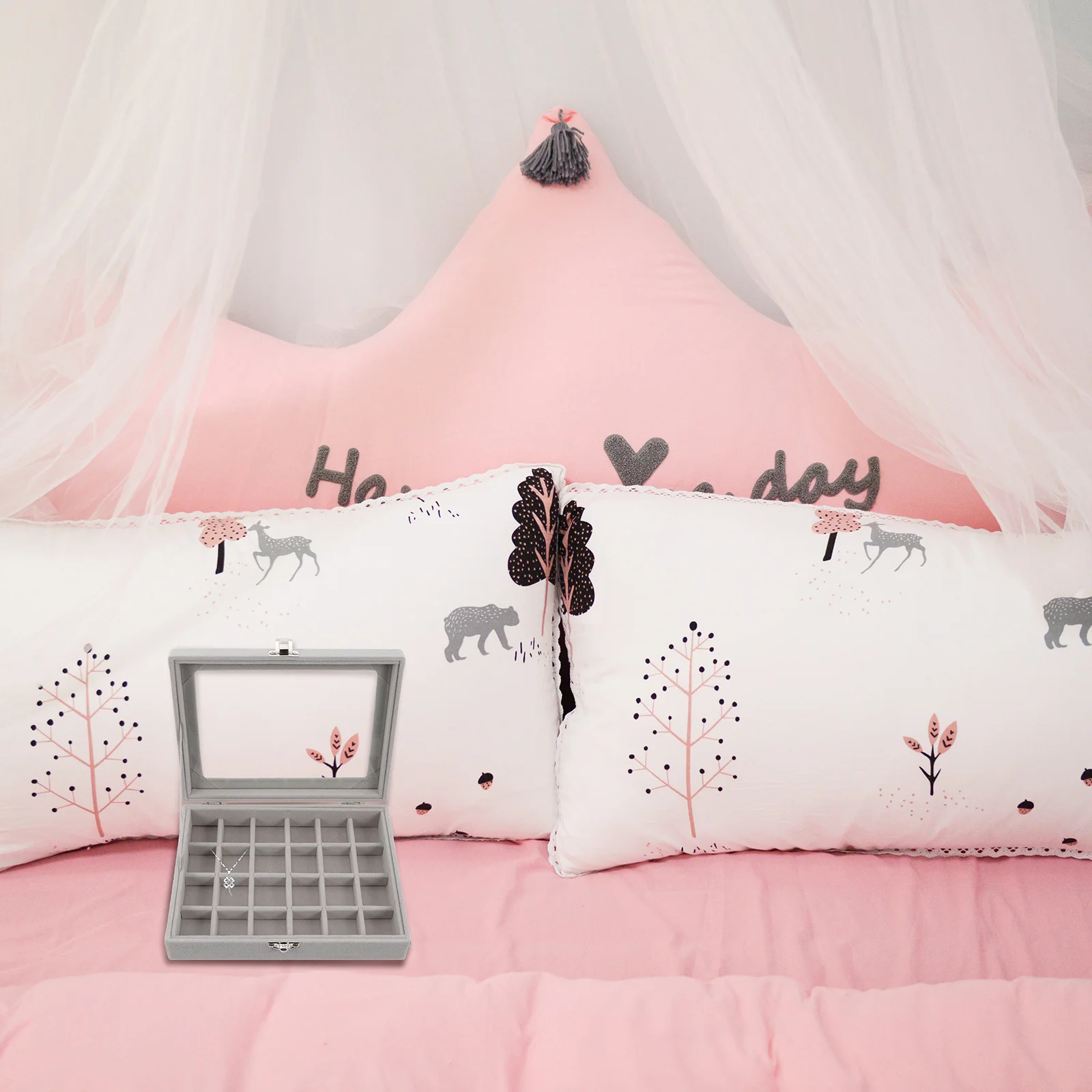 

Jewelry Organizer Box Premium Compact Storage For Earrings Necklaces Bracelets Rings Display Case Gift Women Wedding Valentine