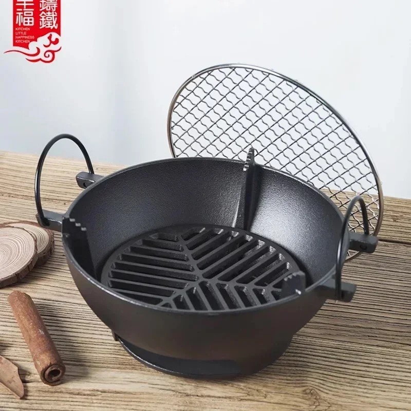 

Home Portable bbq plate stove Cast iron brazier Charcoal basin boiled tea stove BBQ grill outdoor Camp barbecue charcoal grill