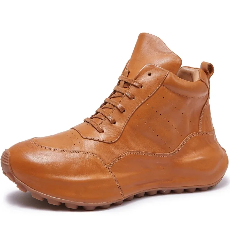 

Новые высокие туфли из натуральной кожи в британском стиле, мужские повседневные дышащие спортивные модные рабочие ботильоны «Челси» в стиле ретро