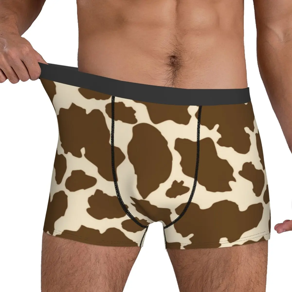 Animal Cow Print Underwear Brown Spots Pouch Hot Boxer Shorts Customs Shorts Briefs Plain Males Underpants Plus Size