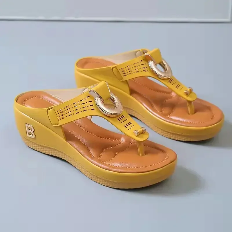 Women's Slippers 2024 Summer New Rome Wedges Causal Platform Beach Slippers Female Plus Size 43 Comfortable Ladies Slides