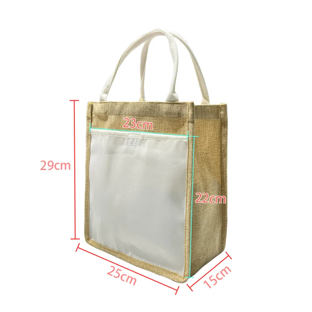 Sublimation Blank Cotton Linen Shopping Bag Reusable Natural Beach Tote Bags Tote Vintage Handbag For Heat Transfer Print