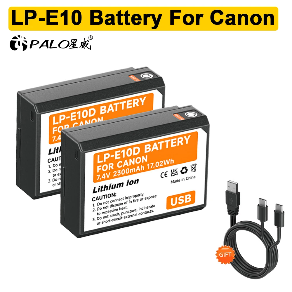 LP-E10 LPE10 LP E10 Camera Battery With USB TYPE-C charging input For Canon EOS 1100D 1200D 1300D Kiss X50 X70 X80 Rebel T3