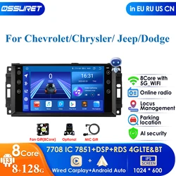 Radio con GPS para coche, reproductor con Carplay, 4G, Android, para Chevrolet, Chrysler, Sebring, Aspen 300C, Jeep, Wrangler, Commander, Compass, Patriot, Liberty, Dodge