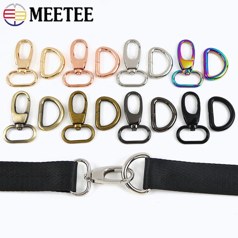 

2-5Sets 20-38mm Metal Bag Strap Buckles Swivel Lobster Clasp Webbing D Ring Connector Dog Collar Snap Hook DIY Bags Accessories