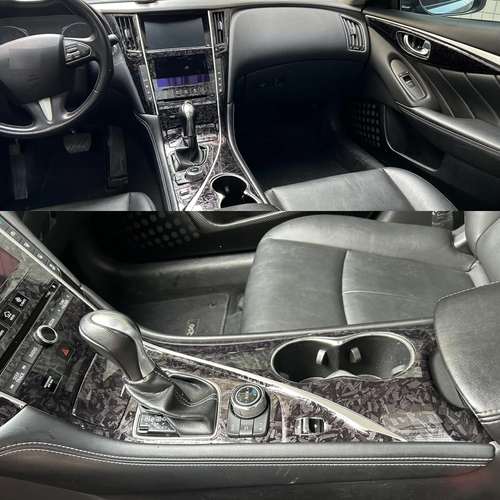 

For Infiniti Q50 2013-2020 Car-Styling Carbon Fiber Car Interior Center Console Color Molding Sticker Decals Parts