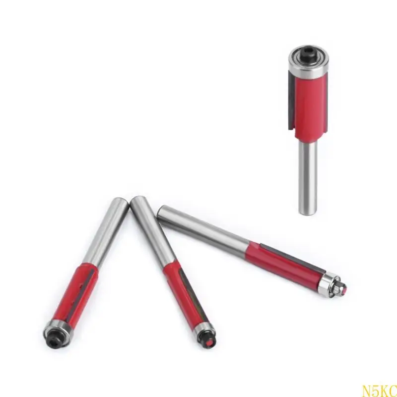 N5KC Set Of 4 High Accuracy Red Router Bits For Efficient And Metal Cutting