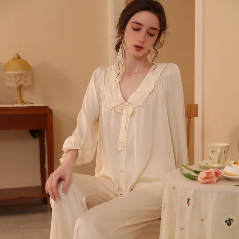 Muslimnew Fashion Pijama Mujer Fashion Sweet risvolto sottile Sleepwear Home Suit per le donne ensemble femme 2 piesses muslimah