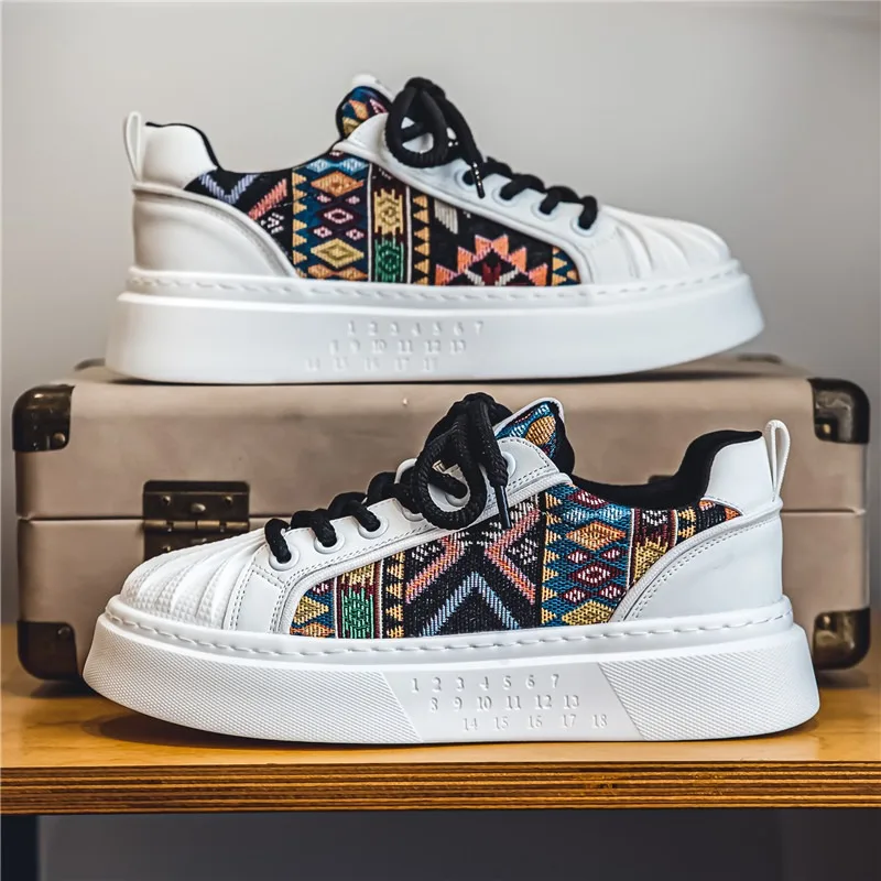 

Fashion Men Studnet Leather Board Shoes Spring Autumn Lace-up Platform Sneakers Designer Canvas Man Casual Shoes Chaussure Femme