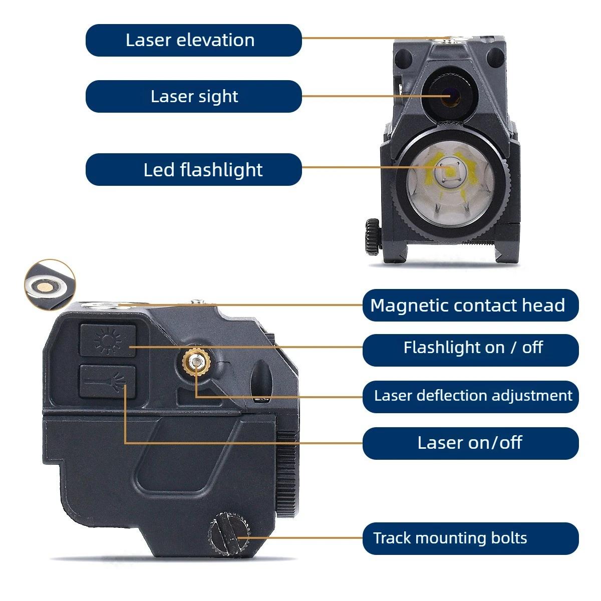 Linterna táctica LED compacta con puntero láser para pistola - imagen 3