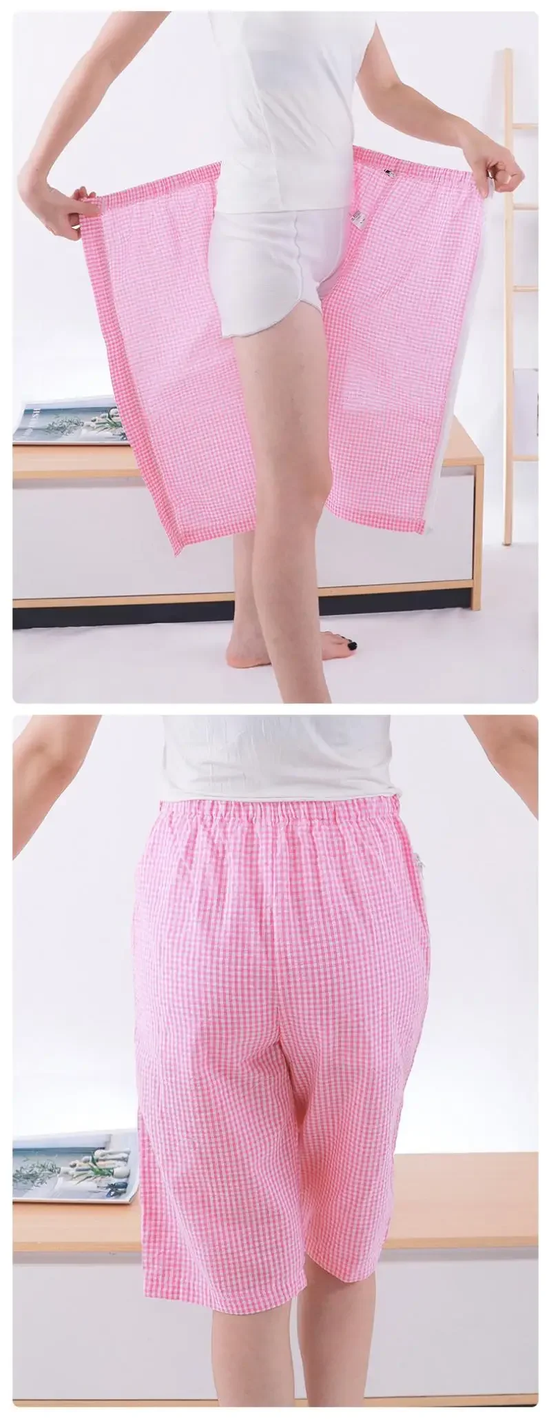 Pantalones cortos Capris para pacientes, fáciles de usar y quitar, cuidado de roturas, diseño bidireccional con cremallera, medio pantalón para cama