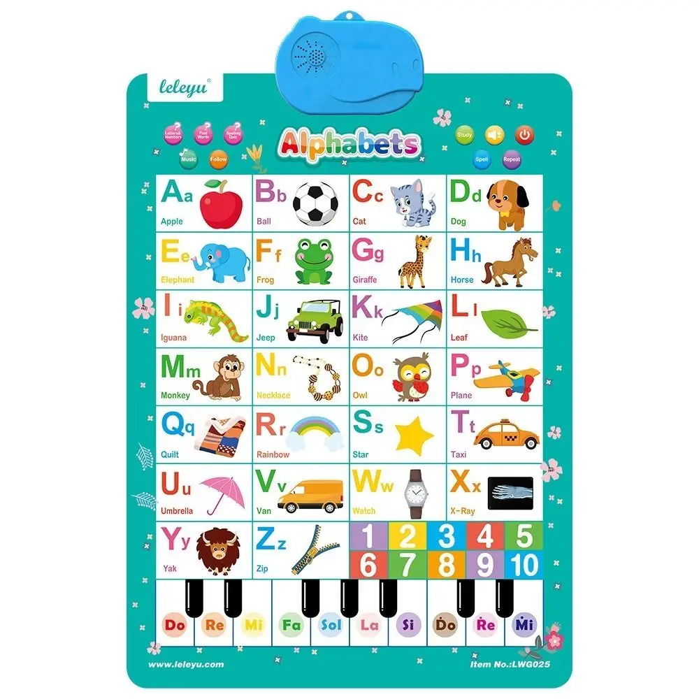 Interactive Electronic Learning Wall Chart Piano Keyboard Alphabet Wall Chart ABC Numbers Animal Educational Poster