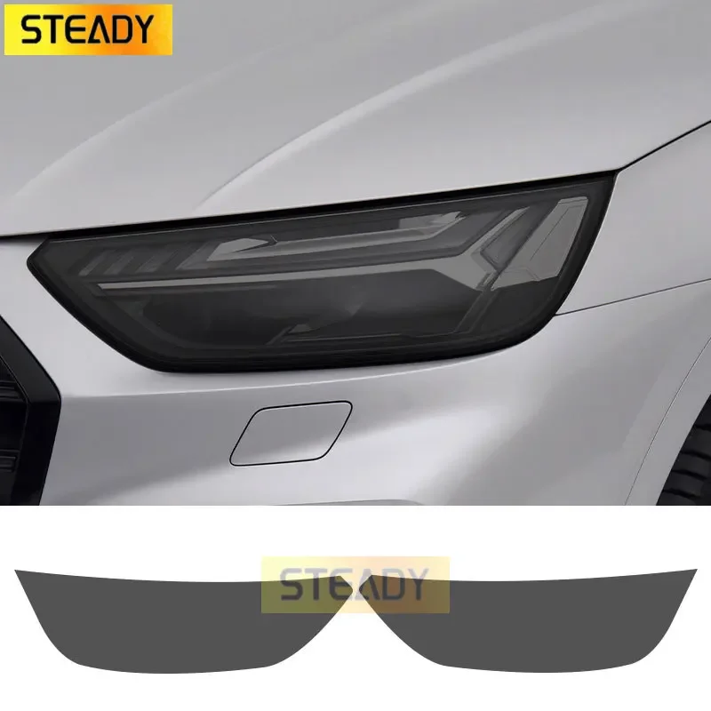 

2 Pcs Car Headlight Protective Film Transparent Smoked Black TPU Sticker For Audi Q5 2009-On SQ5 8R FY 2021 2022 Accessories