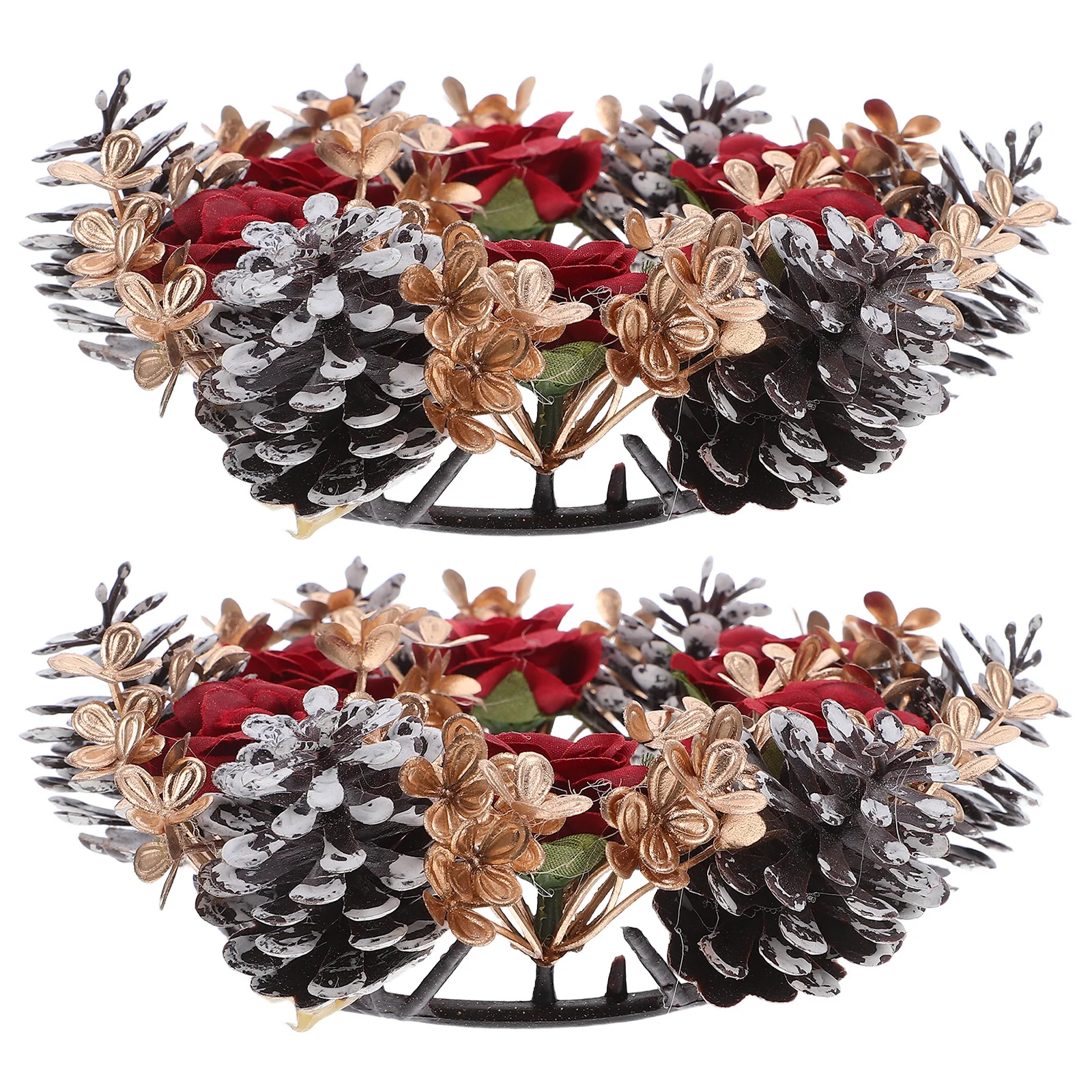 

2Pcs Christmas Ring Wreaths Plastic Small Window Table Wreath Centerpiece Holiday Holder 8Cm Inner Diameter