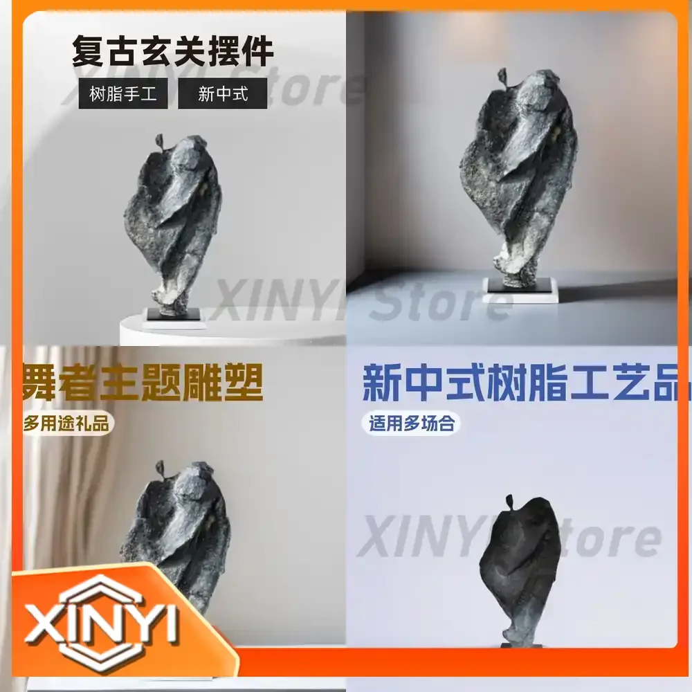 Wabi Sabi Style Human Sculpture Decoration for Sample Room Home Entrance and Antique Shelf Retro Resin Craft for All