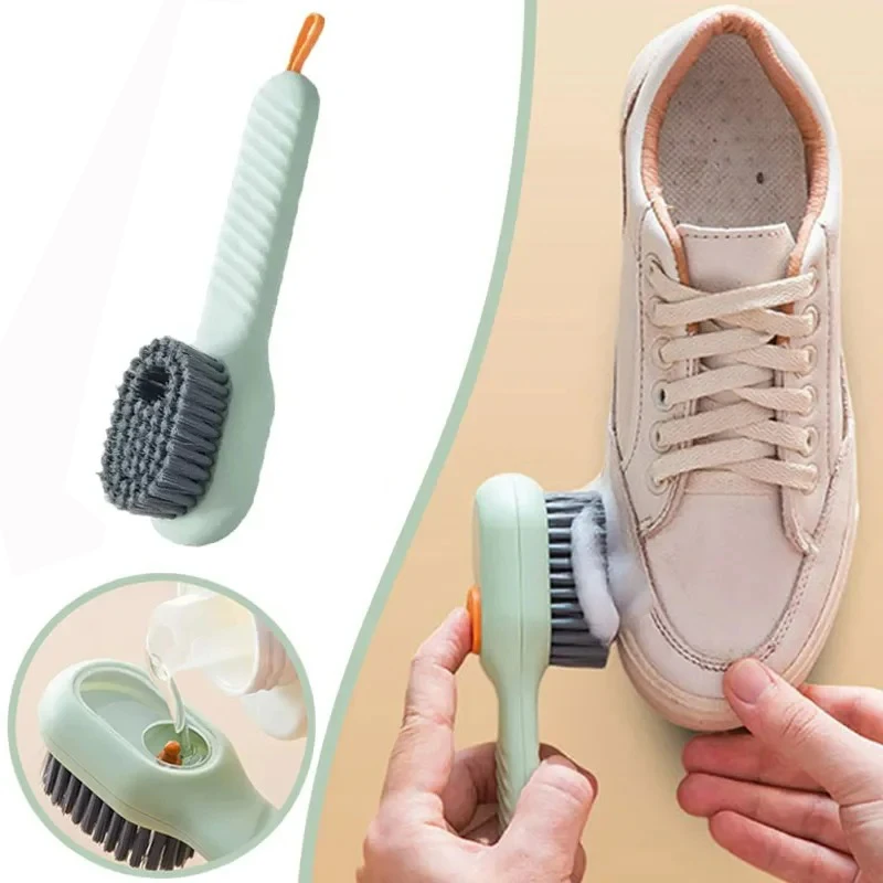 Multifunction Cleaning Shoe Brush Soft Automatic Liquid Shoe Brush Long Handle Clothes Soap Brush With Hook Clean Tool