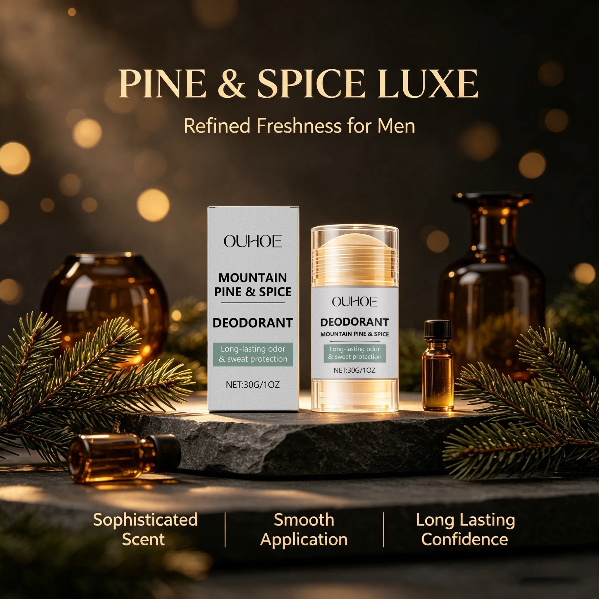 Aluminum Free Natural Deodorant Stick for Men Lasting Odor Protection Non-Greasy Anti White Mark Sweat Defense Body Care Stick