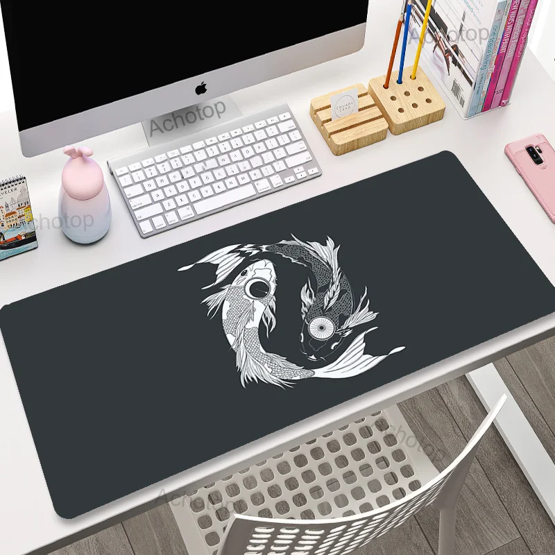 Gaming Mouse Pads Koi Fish Taichi Table Mat Computer Mousepad Company Desk Pad 100x50cm Large Gamer Mousepads Red Glod Mouse Mat