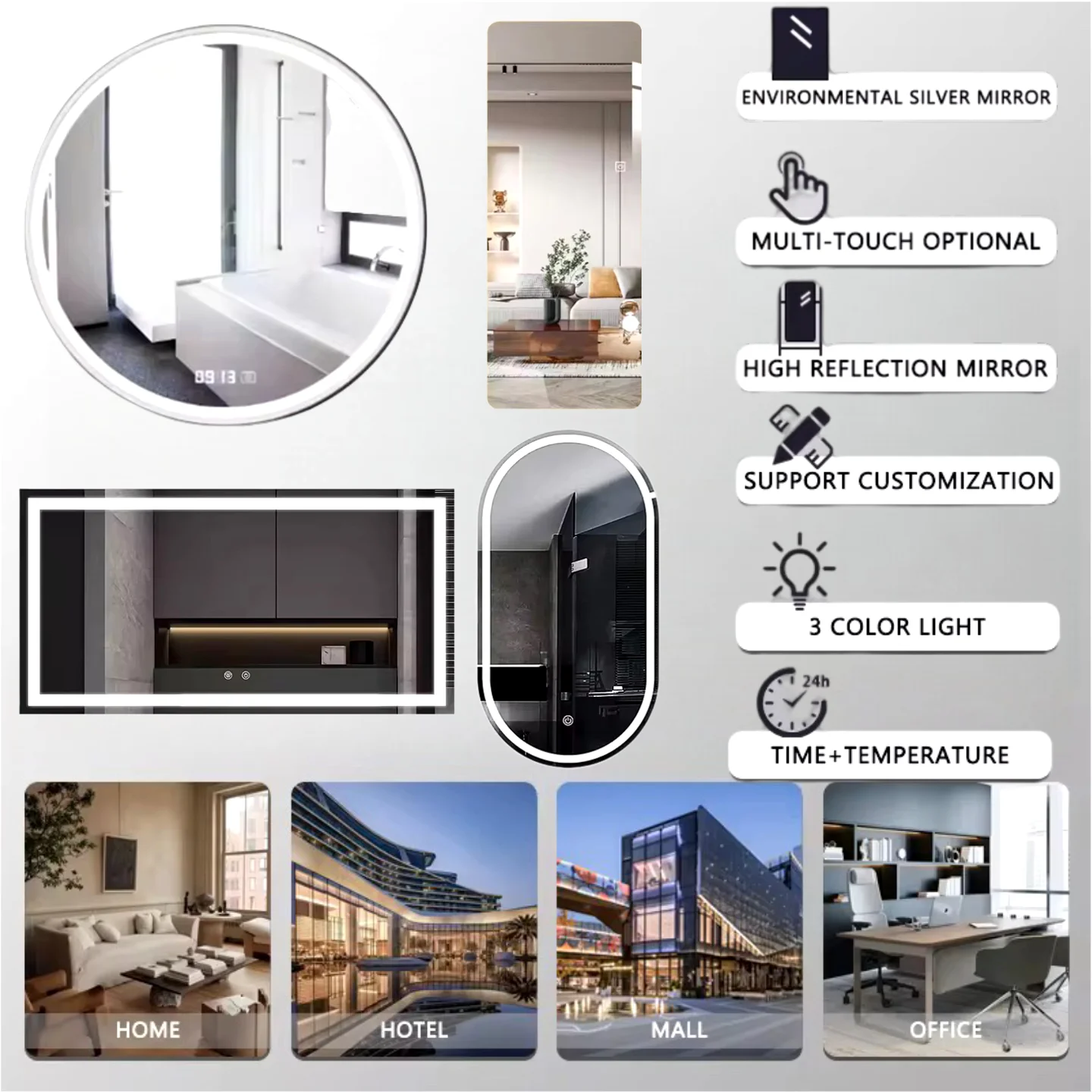 XHS OEM Contemporary Touch Screen Interactive Magic AI Android Smart Fitness Wall 43 Inch Bathroom Lcd Tv Gym Mirror To Exercise