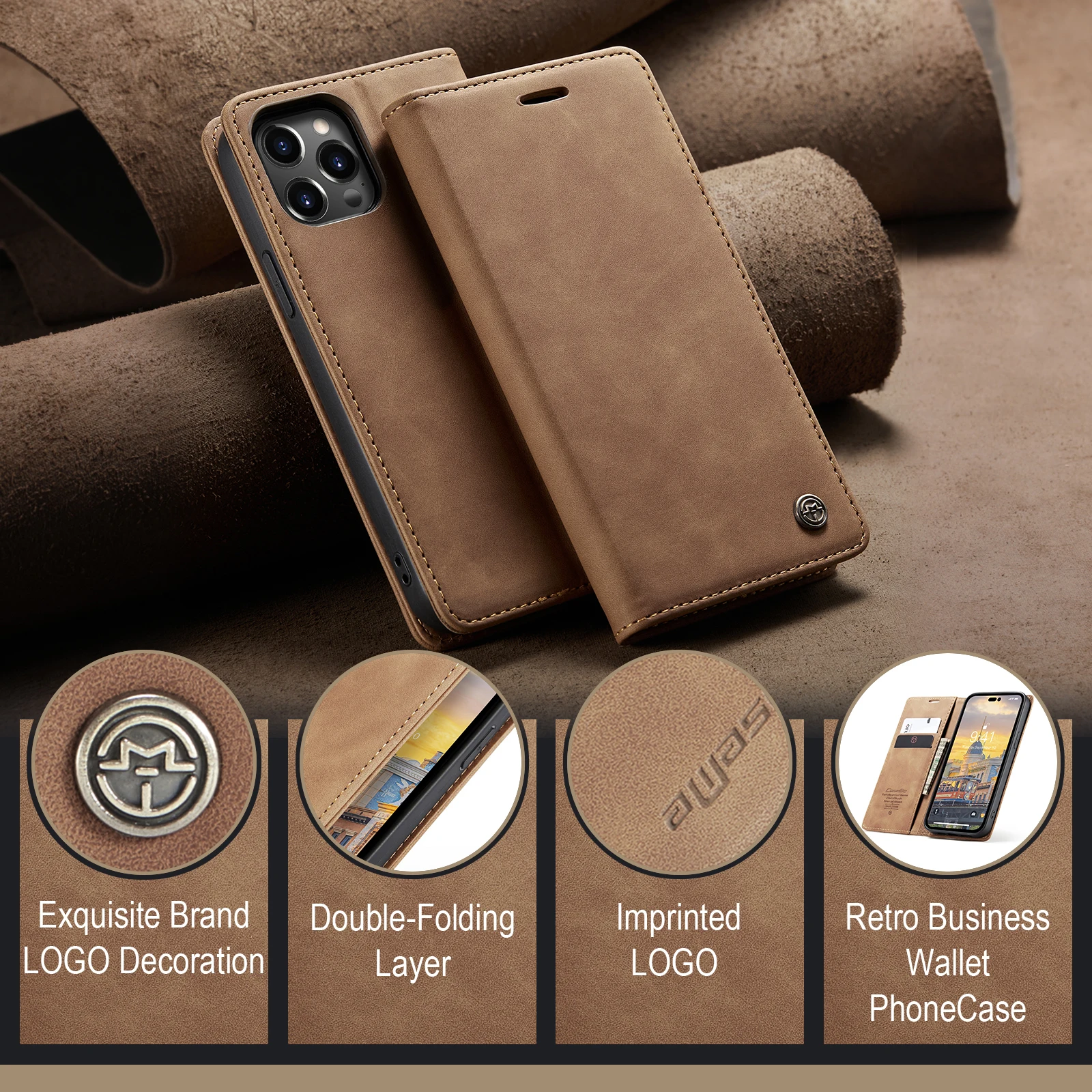 PU leather fall resistant with magnetic versatility card bag for iPhone11 12 13 14 15ProMax Plus Mini XS XR XsMax 6/7/8 Plus SE