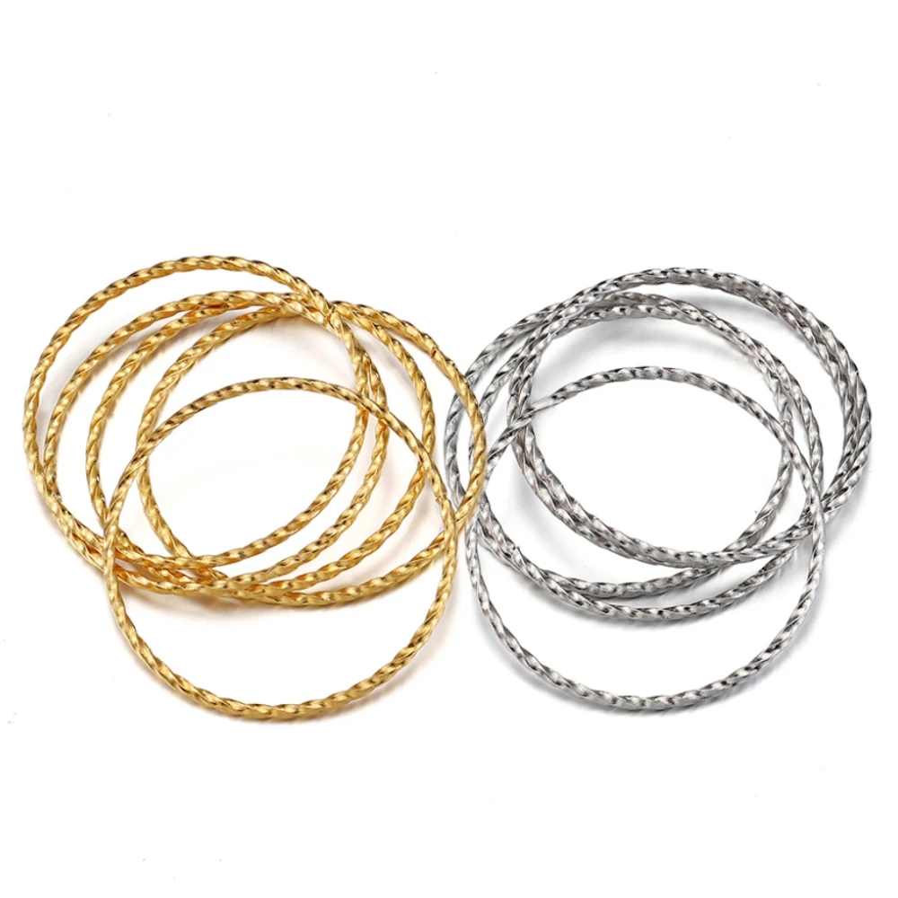 

10pcs Stainless Steel Spiral Jump Rings 30/50mm Korean Round Twisted Closed Rings Gold Plated Connector for DIY Earrings Jewelry