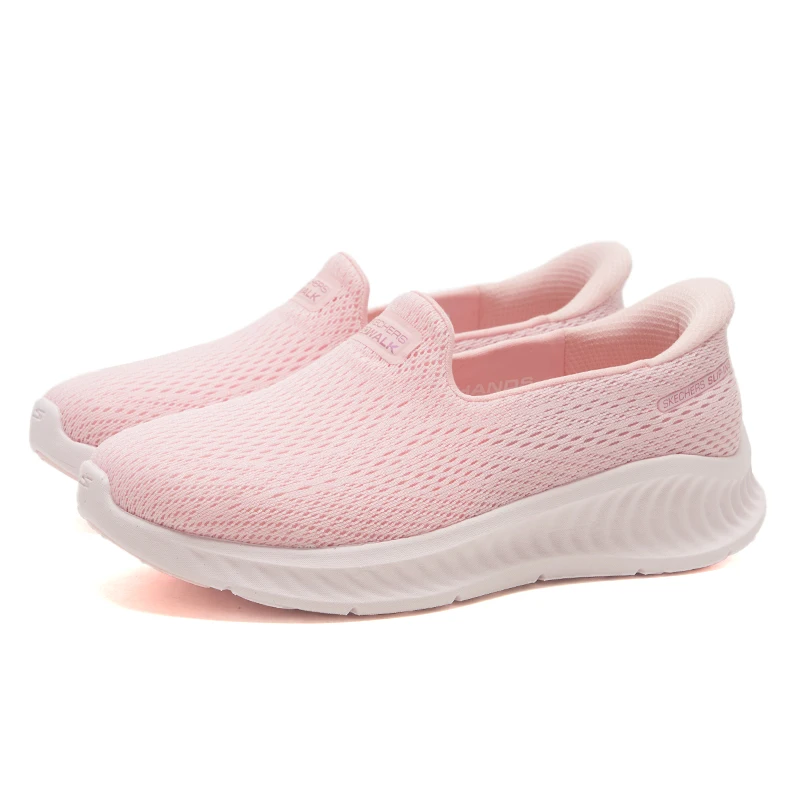 

Skechers Women's Slip-On Sneakers, Breathable Mesh, Lightweight, Fashionable, Simple Casual Shoes 125644-Ltpk