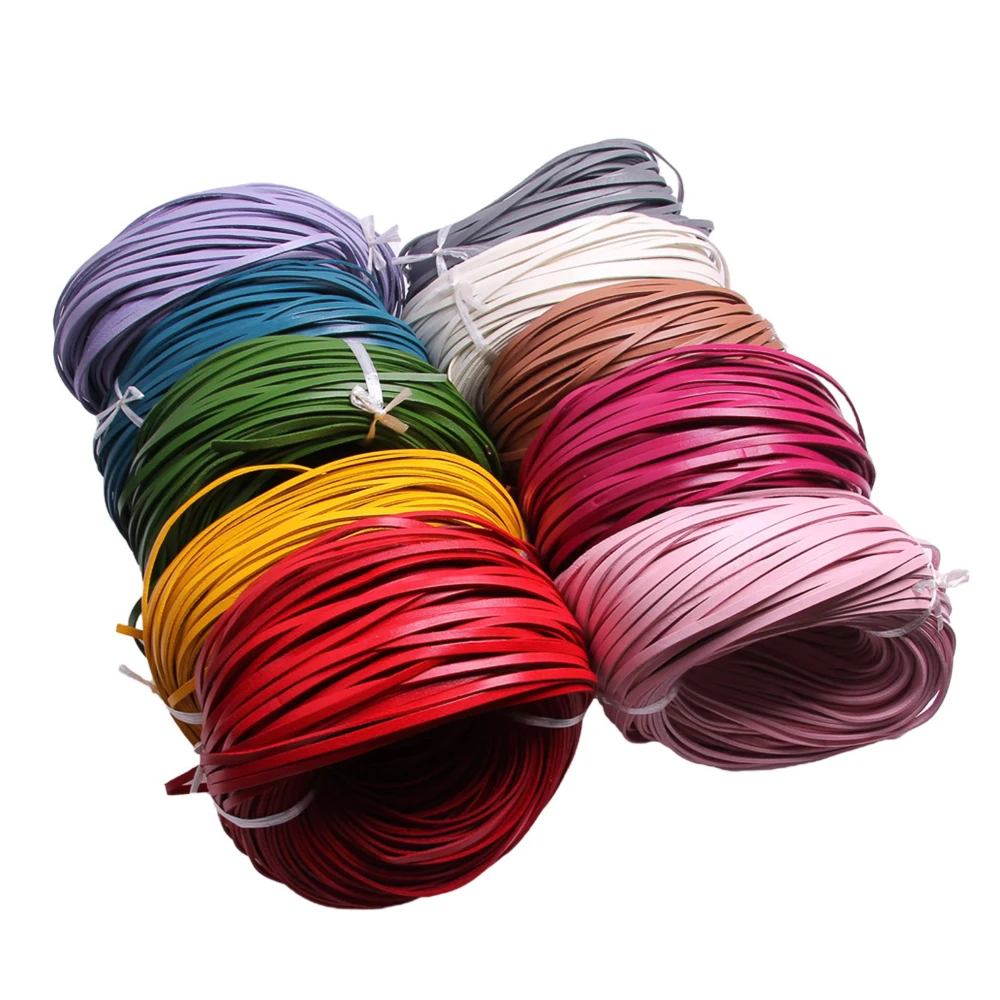 

2Meters Colorful 3-10mmmm Flat Genuine Leather Jewelry Cord String Lace Rope DIY Chokers Necklace Bracelet Finding