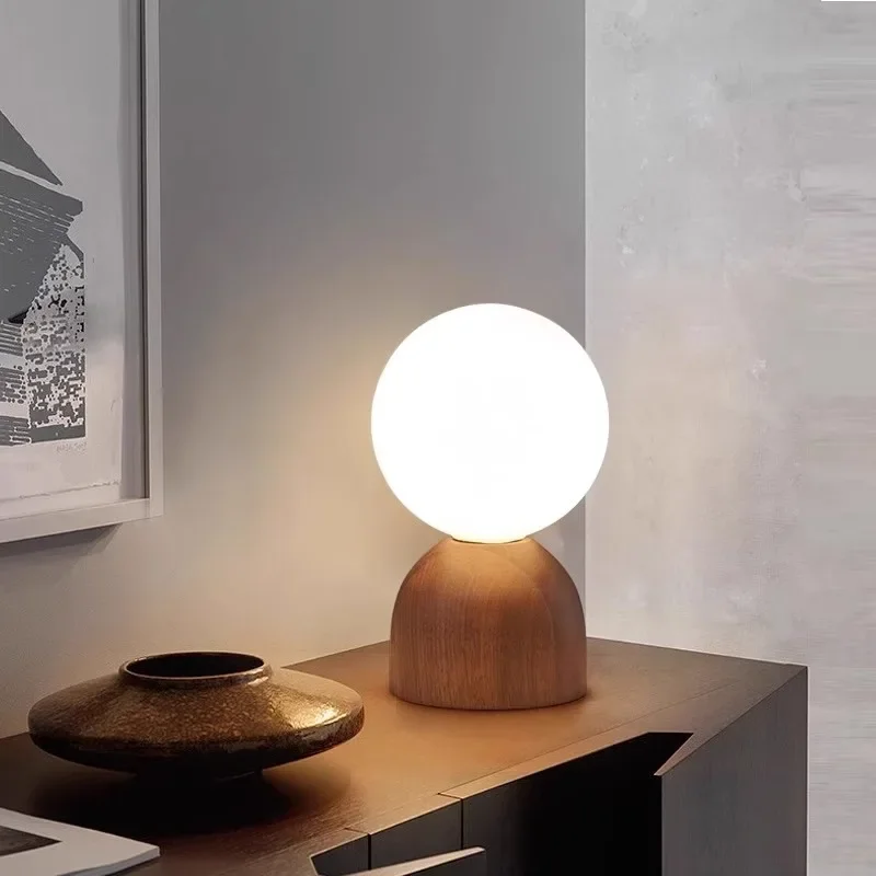 DurableTable Lamp Chinese Retro Bedside Lamp Simple Modern Bedroom Room Nordic Ins Homestay Solid Wood Decorative Night Lamp