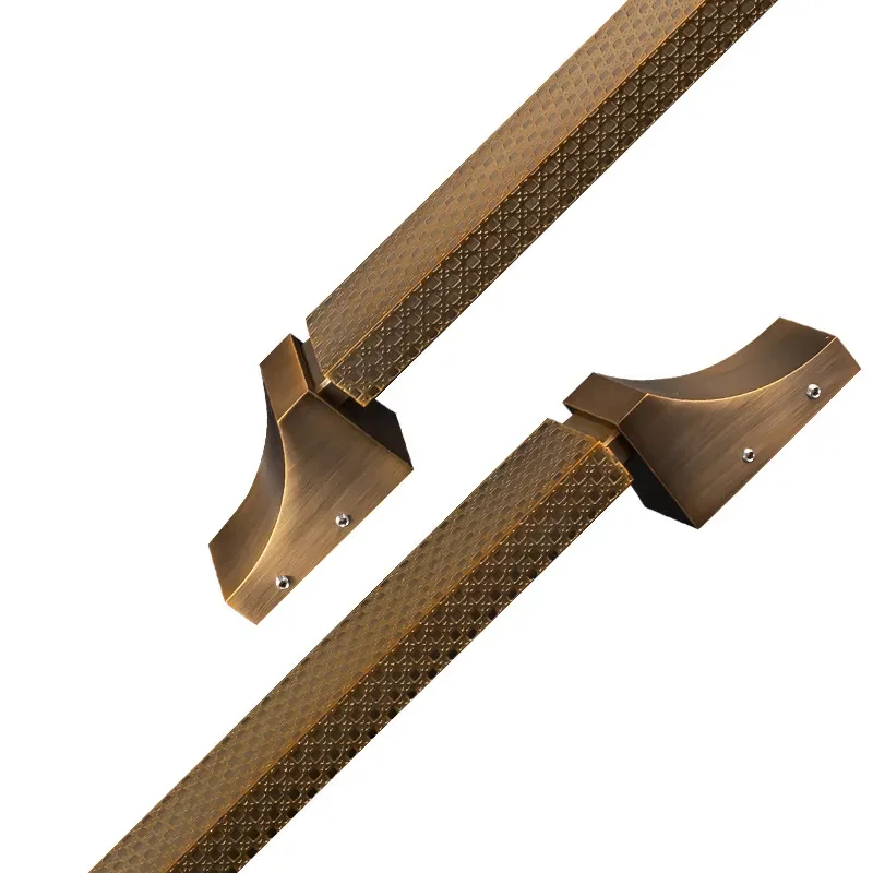 Luxury Aluminum Alloy Door Handle Bronze Engraved Shop Wooden Door Opposite Handle