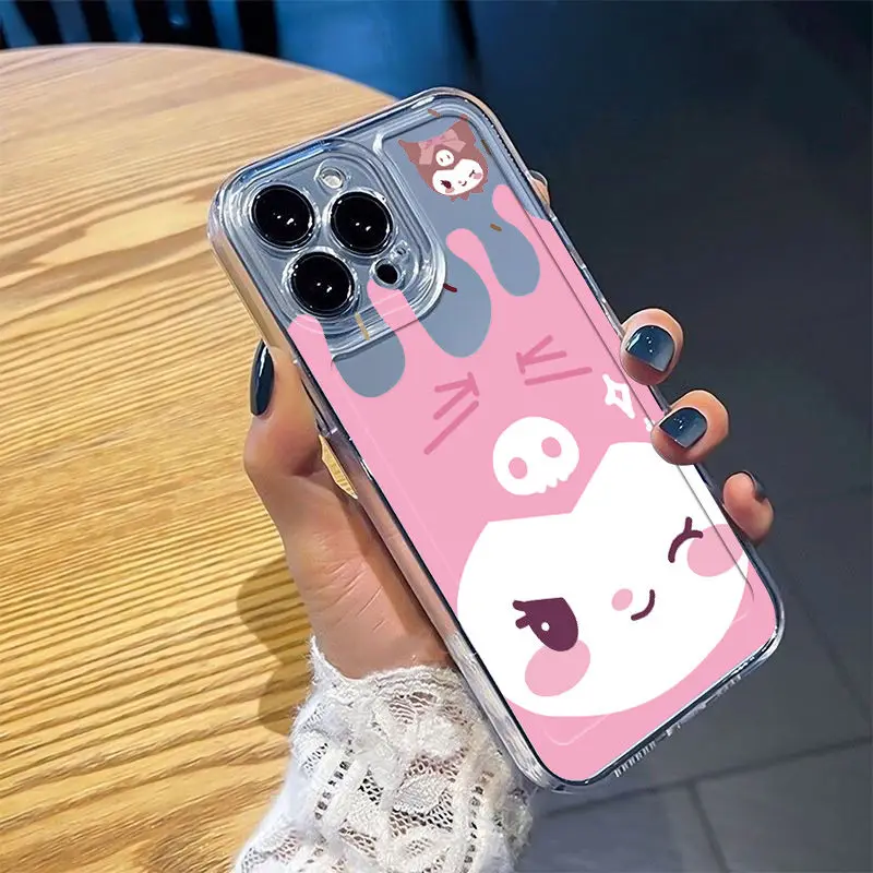 Sanrio Kuromi Cherry Kawaii Happy Phone Cases For iPhone 15 14 13 12 11 Pro Max XR XS MAX Y2K Girl Lovely Anti Fall Back Cover