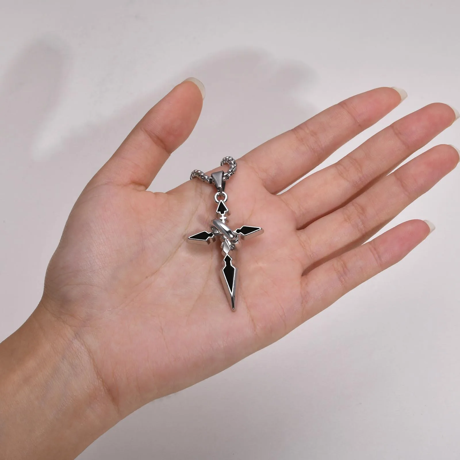 Mens Cross Necklaces,Waterproof Stainless Steel Cross Pendant Collars with Circle Ring,Stylish Christian Prayer Jewelry Gifts