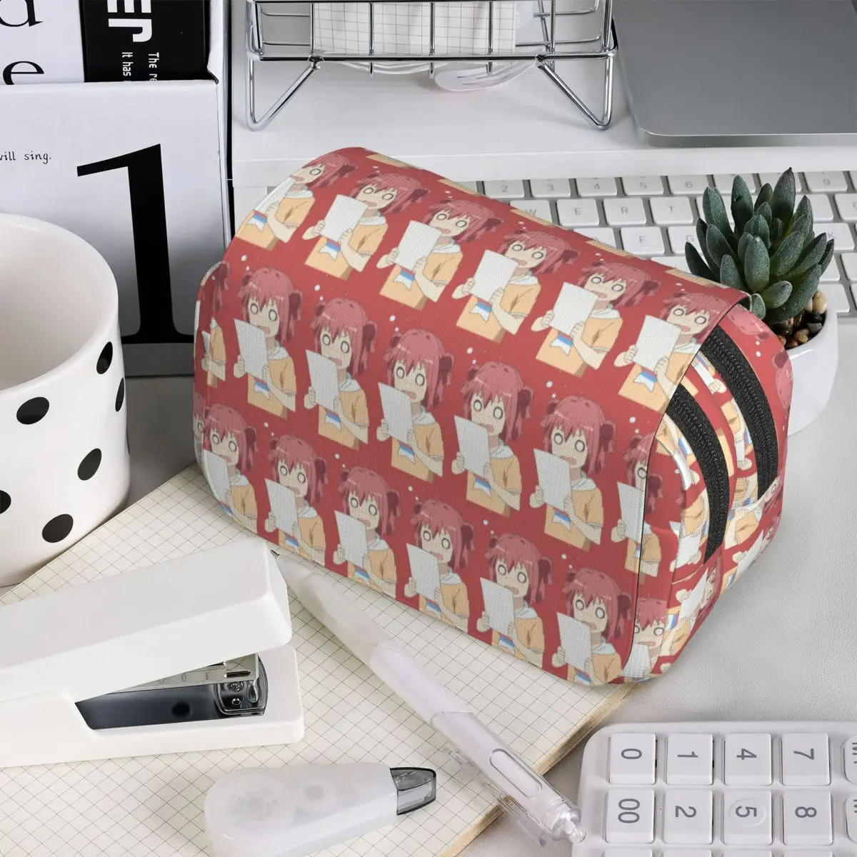 Estuche para lápices de Akari del anime Yuru Yuri, regalo para estudiantes, caja para bolígrafos, bolsa para lápices, suministros de papelería, bolsa para guardar bolígrafos