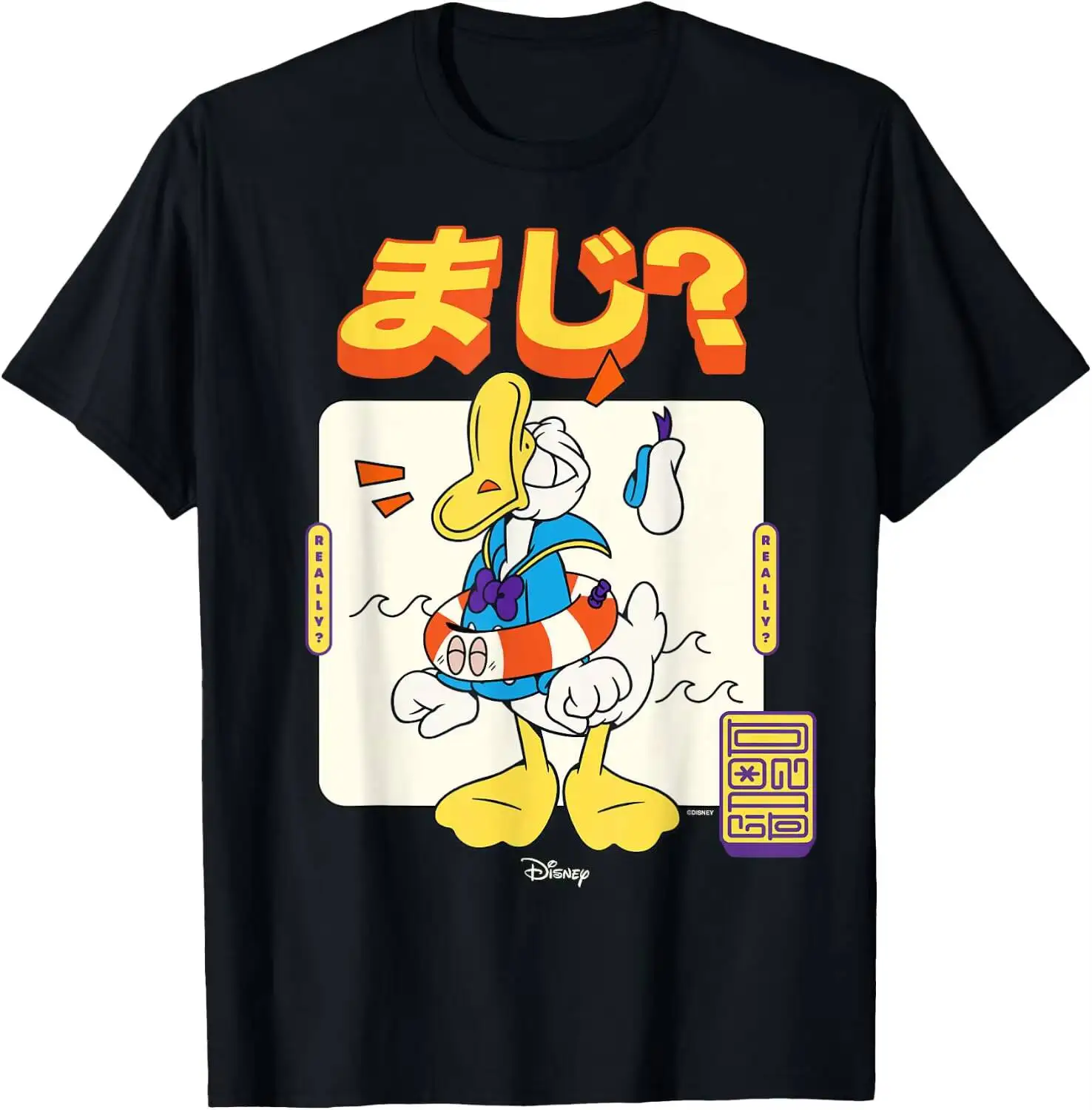 Mickey And Friends Donald Japanese Pop Art 90S Summer Short-Sleeved Breathable Sweat-Wicking Versatile Fashion T-Shirt 100%