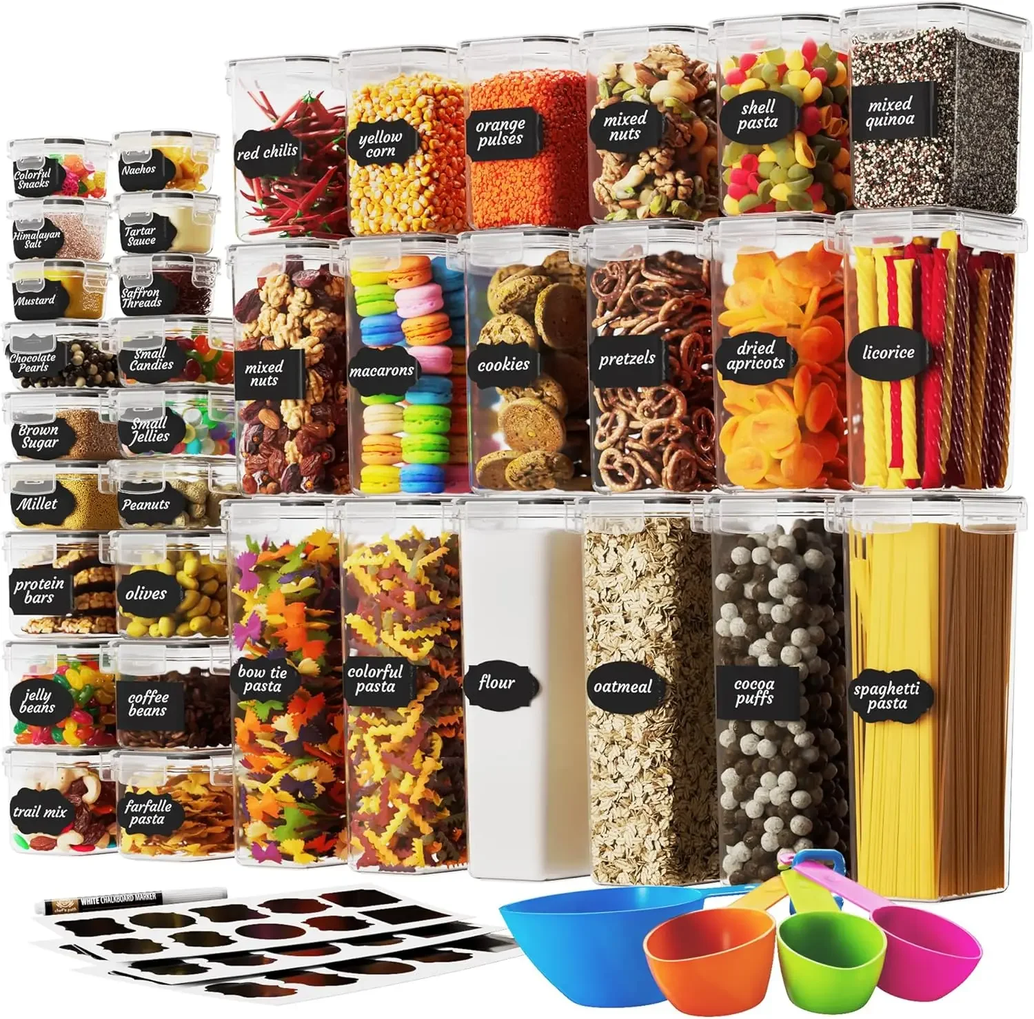 

Airtight Food Storage Container Set - 24 Piece, Kitchen & Pantry Organization, BPA-Free, Plastic Canisters with Durable Lids